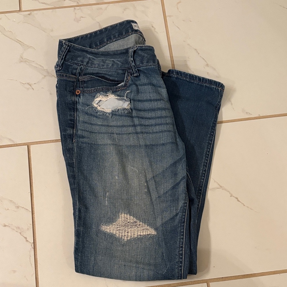 Express Blue Distressed Boyfriend Jeans